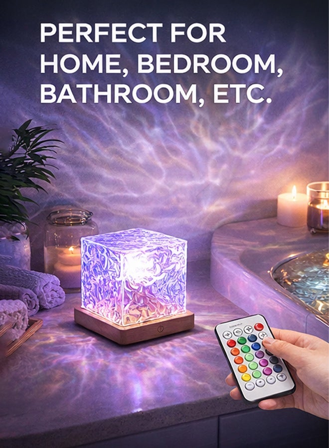 AHAKAC 16 Colors Water Ripple Table Lamp Creative Bedside Flame Atmosphere Light Romantic Night Light Gift Starry Sky Projection Light - Image 5